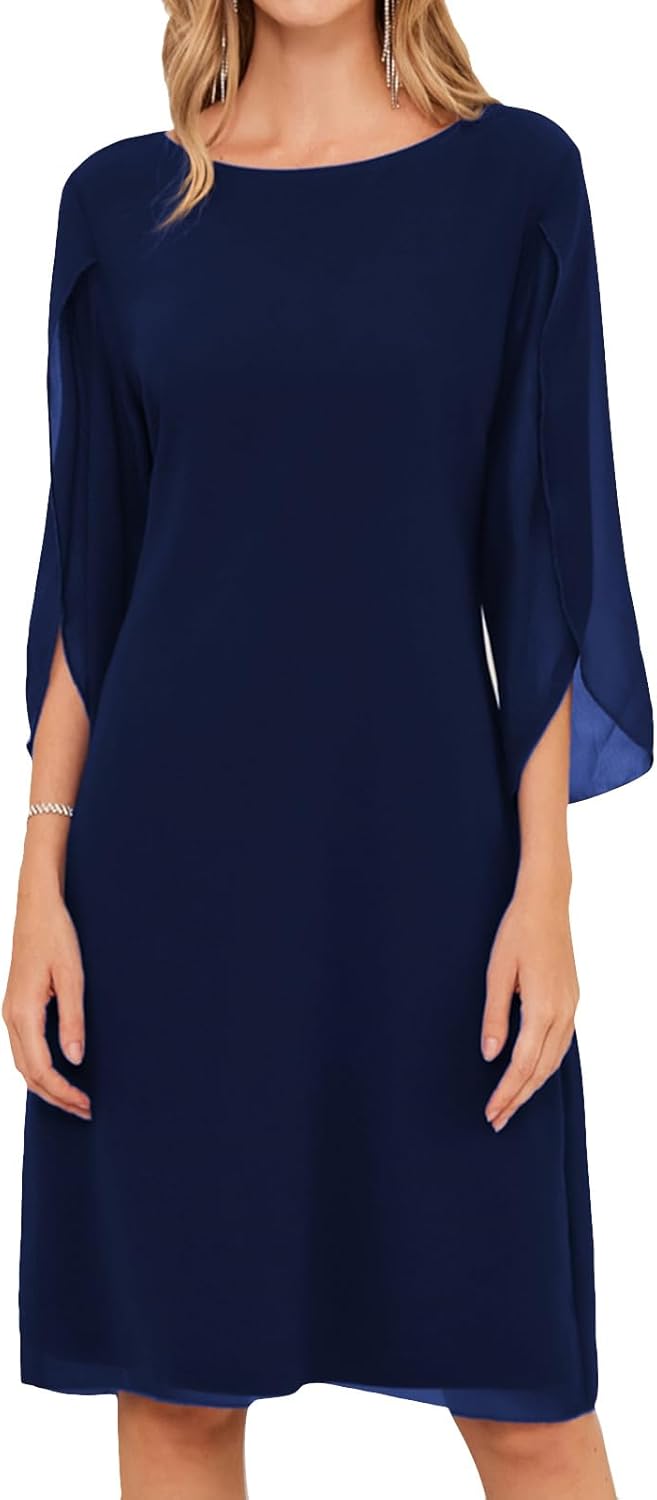 Chiffon Dress with Flutter Sleeves for Elegant Occasions