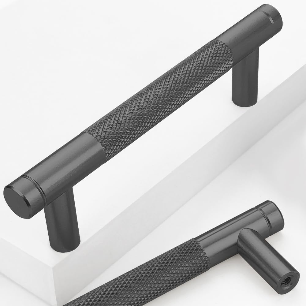 12 Pack 3 3/4 Inch Black Barrel Cabinet Pulls for Modern Homes