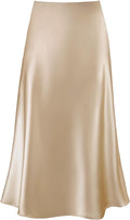 Women's Satin High Waist A Line Midi Skirt - Flattering (Style G2D9)