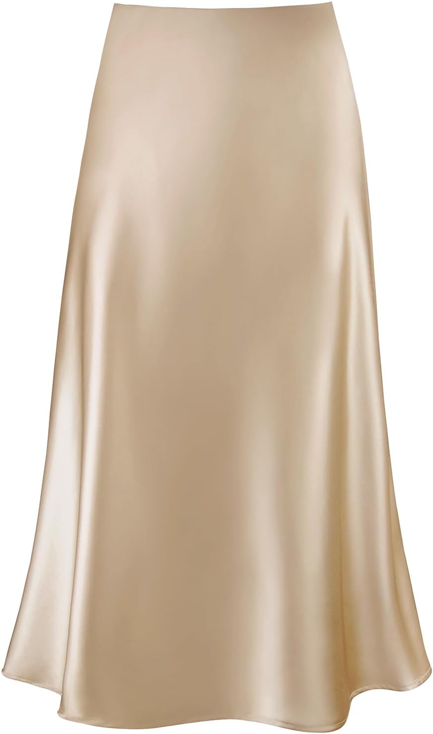 Women's Satin High Waist Flared A Line Midi Skirt for Style