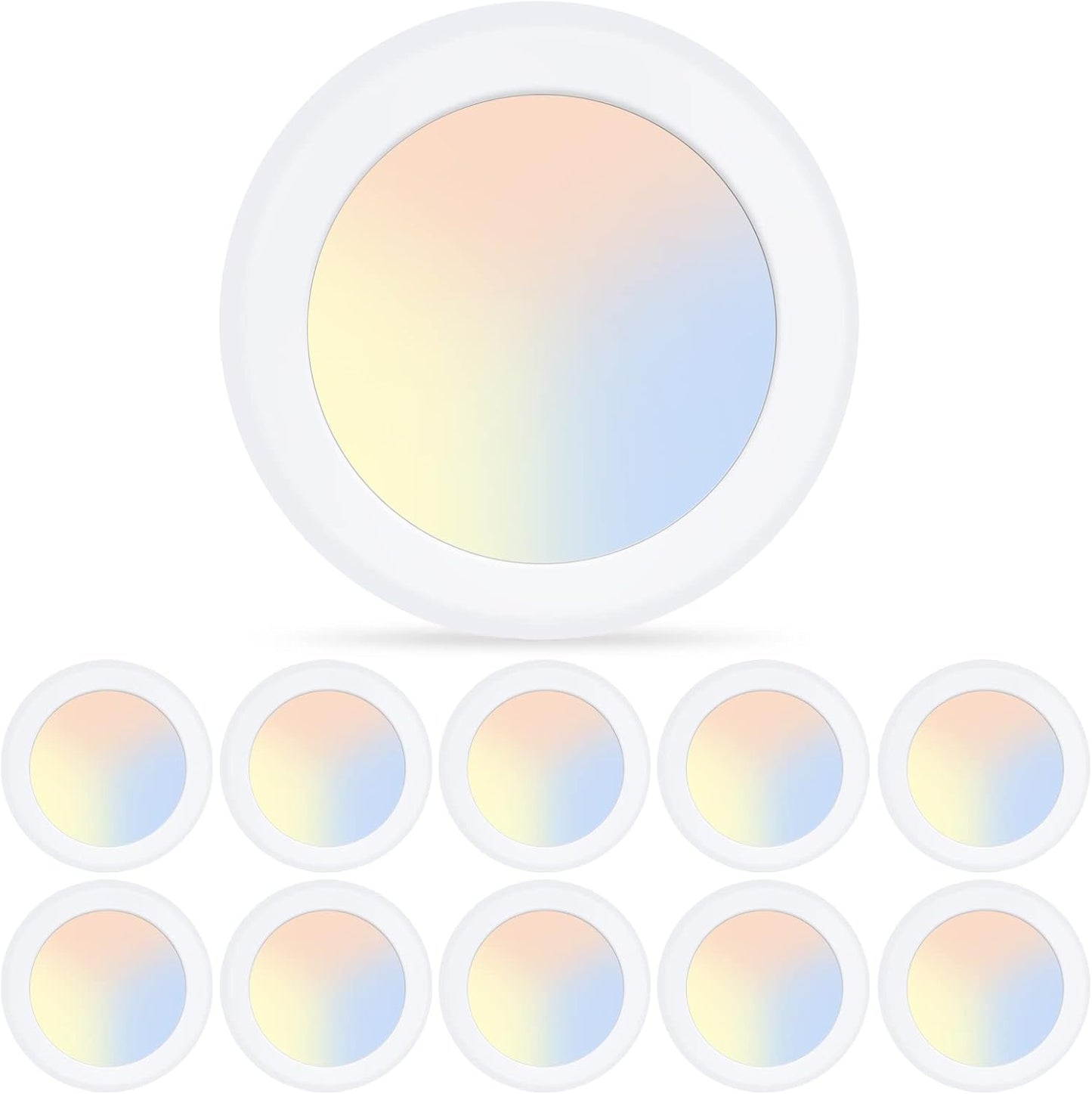 ECOELER 10 Pack 6in 3CCT LED Disk Light for Versatile Lighting