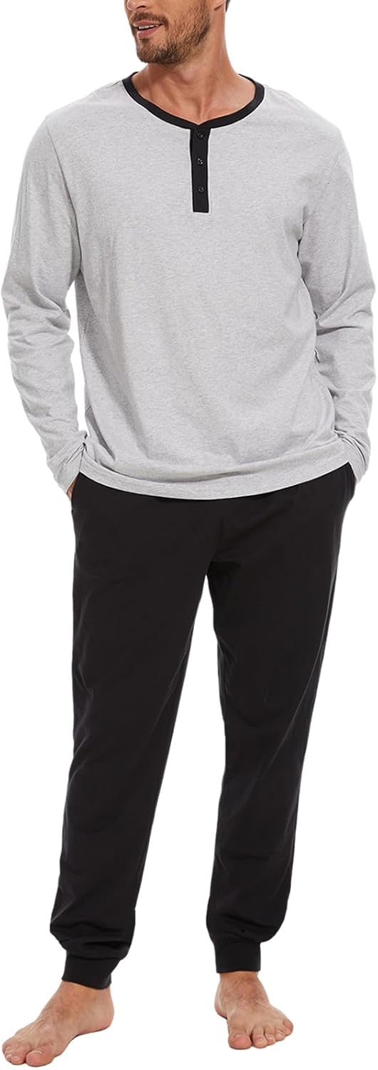 Men's Pajama Set with Henley Neckline for Ultimate Comfort