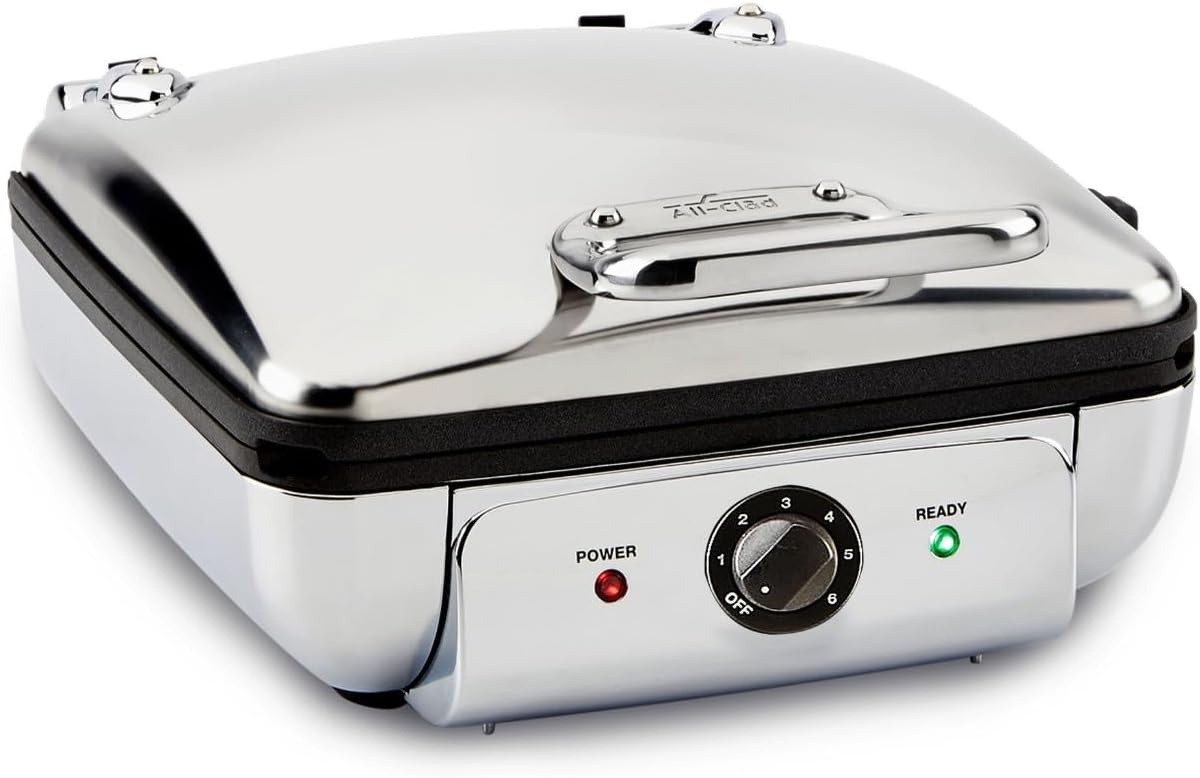 Premium All-Clad Stainless Steel Waffle Maker - 6 Browning Levels