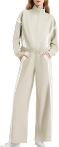 Women's 2 Piece Lounge Outfits Zip Up Sweat Set - Lightweight Cozy