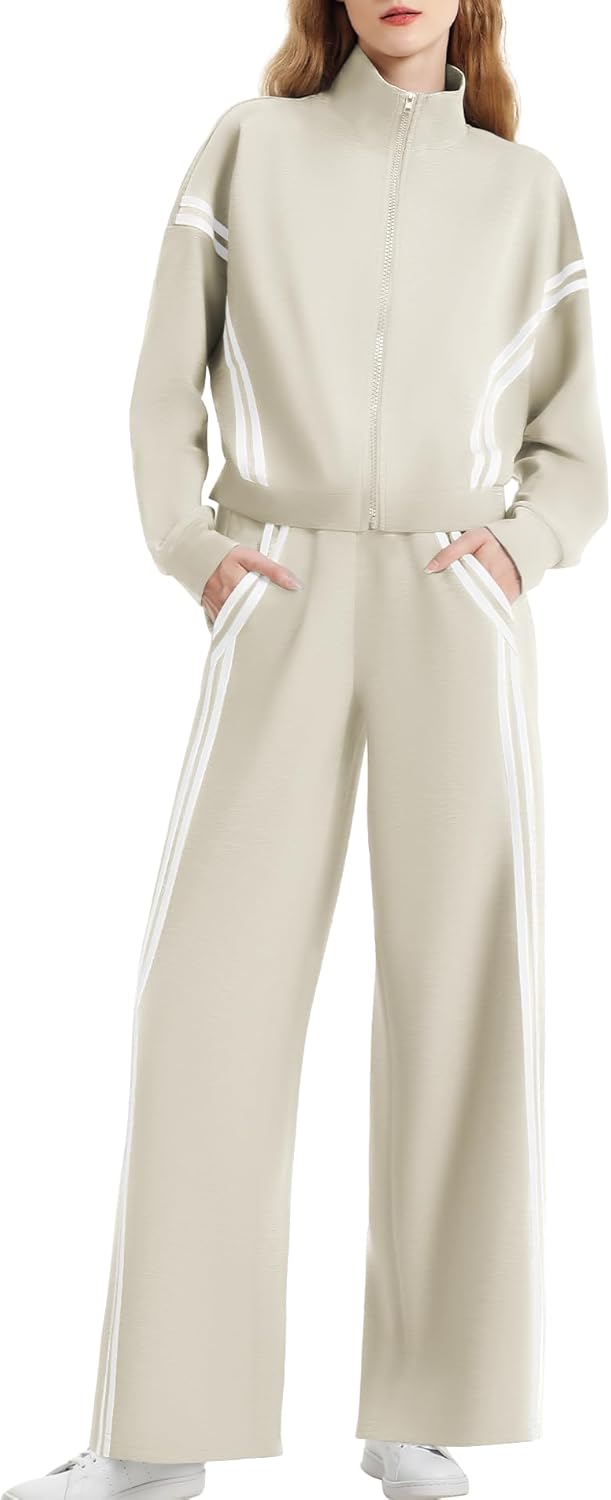 Women's 2 Piece Lounge Outfits Zip Up Sweat Set for Comfort