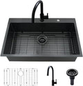 33 Black Kitchen Sink with Faucet Combo for Modern Homes