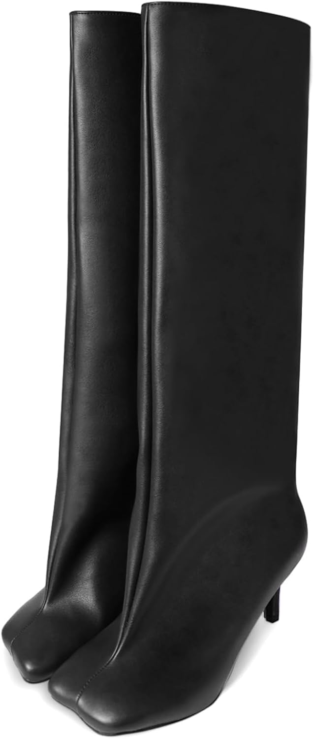 Stylish Women's Suede Knee High Boots with Square Toe Design