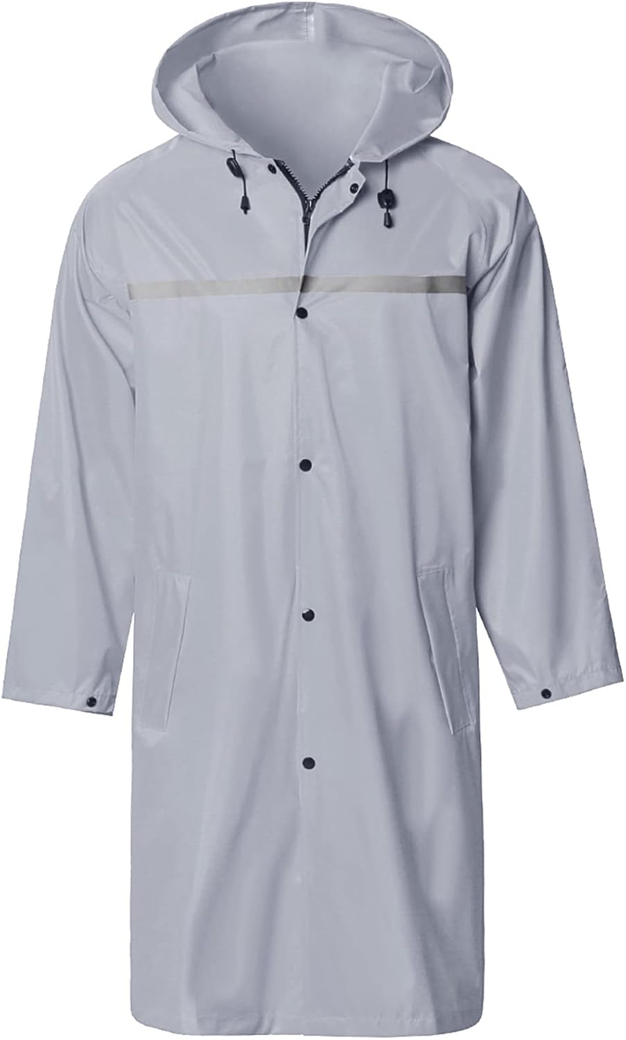 Mens Long Hooded Safety Rain Jacket for All Weather Adventures