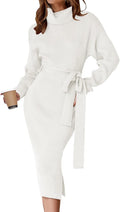 ZESICA Turtleneck Sweater Midi Dress - Flattering Ribbed Bodycon