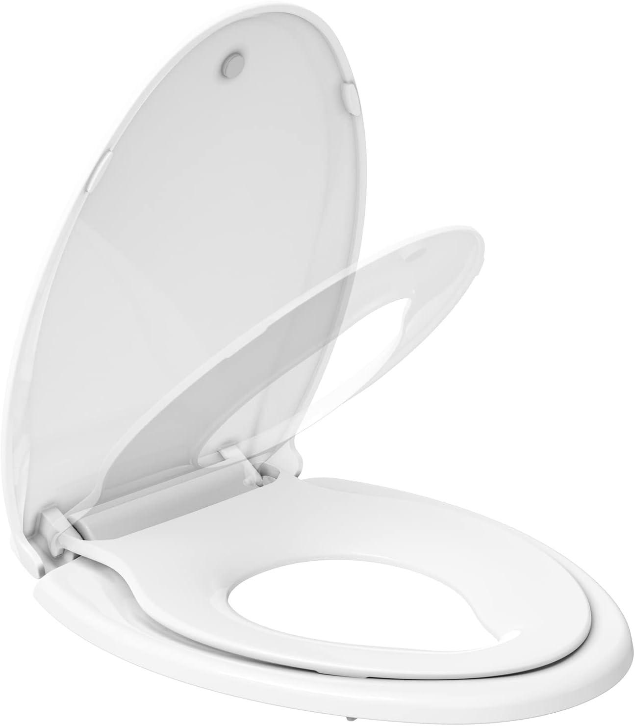 Elongated Toilet Seat with Built in Potty Training Seat for Kids