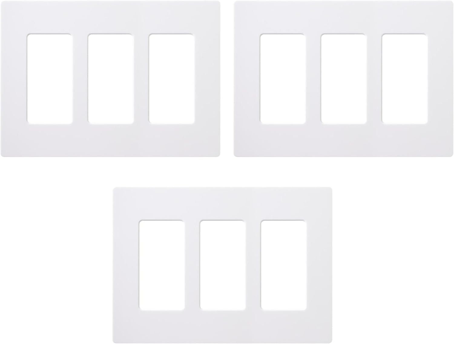 Lutron Claro Light Switch Cover Plate, 3 Gang Wallplate Pack