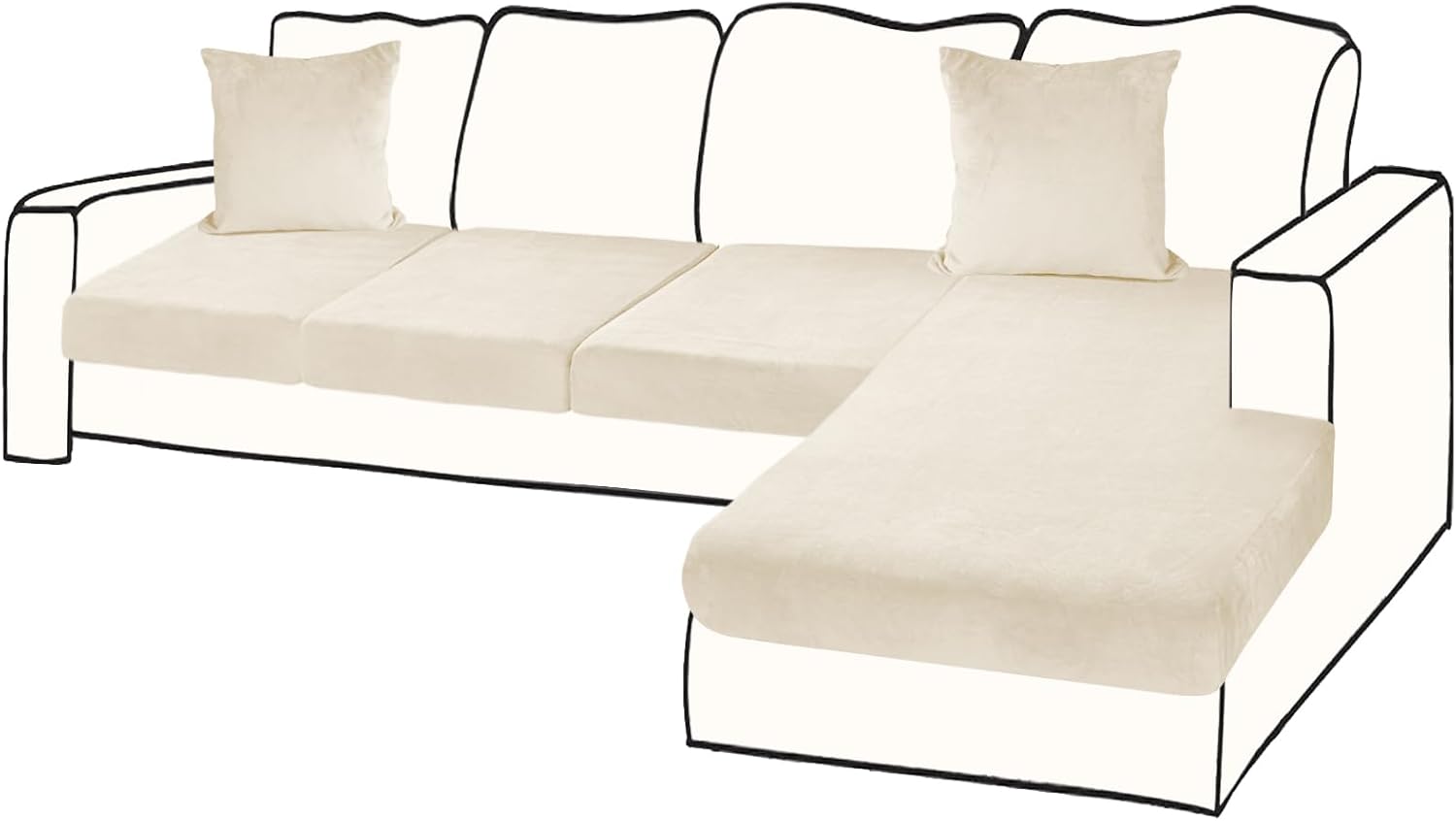 Sectional Couch Covers for 4-Piece Velvet L Shape Sofa