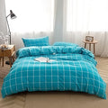 FACE TWO FACE Washed Cotton King Duvet Cover Set - Soft Durable Grid