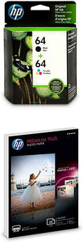 HP 64 Black & Tri-Color Inks with Premium Photo Paper