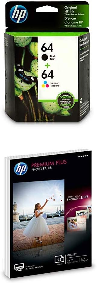 HP 64 Black & Tri-Color Inks with Premium Photo Paper