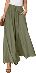 Women's Wide Leg Elastic Waist Pants with Pockets - Comfortable Fit