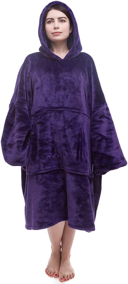 Miss Mila Extra Long Wearable Blanket Hoodie - Cozy Sleeves & Giant Pocket!