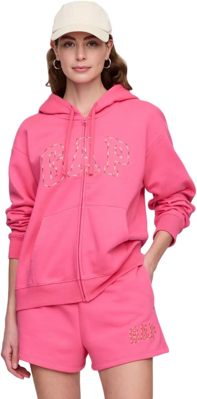 GAP Women's Logo Hoodie Full Zip Sweatshirt for Everyday Style