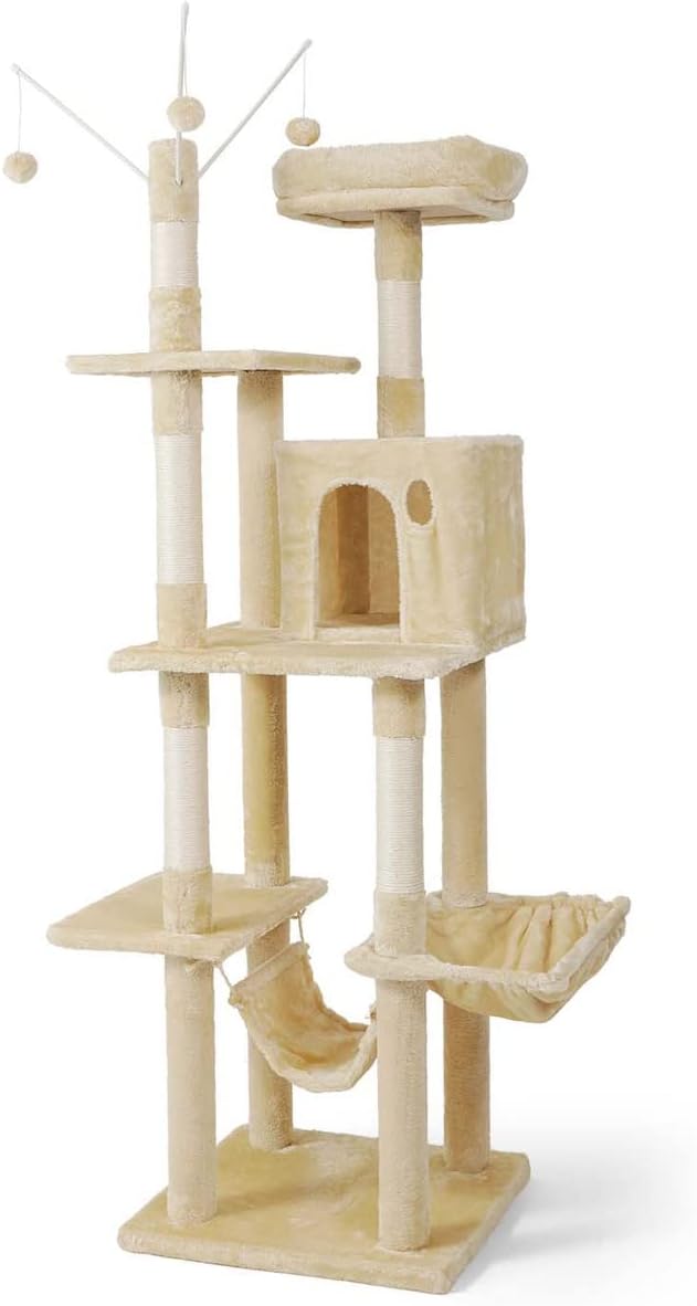 CAPHAUS Tall Climbing Indoor Play Tower for Large Cats and Kittens