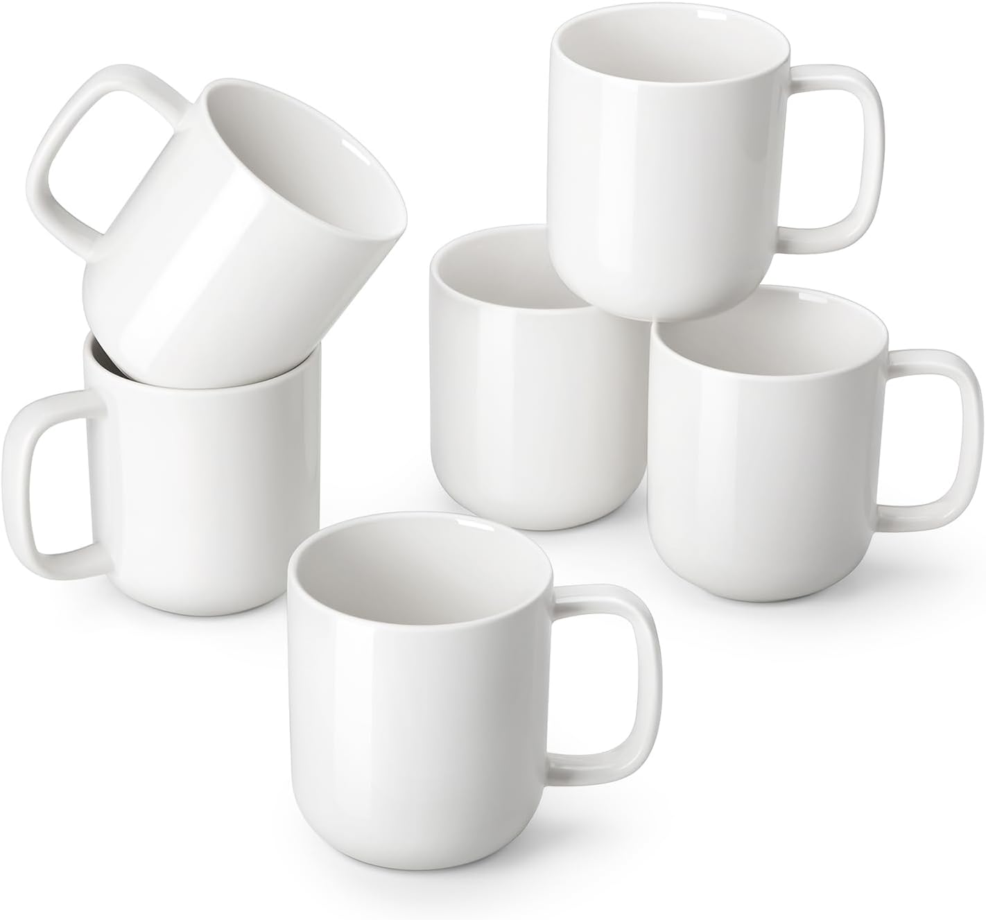 Porcelain Coffee Mugs Set of 6, 12 oz for Latte & Tea