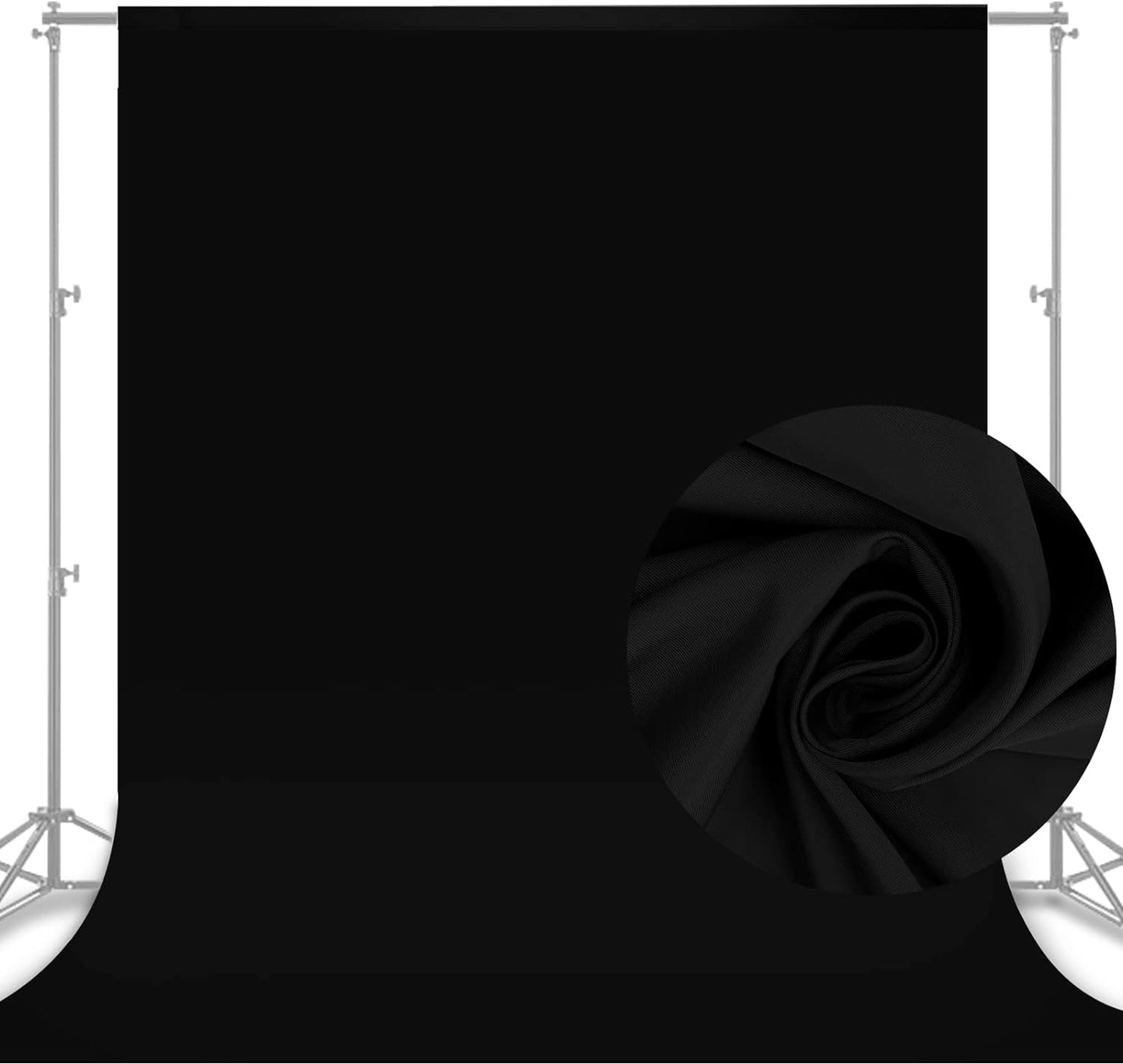 Aimosen 10x8 FT Black Photography Backdrop - Seamless Studio Quality