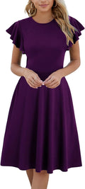 HELYO Women's Semi-Formal Ruffle Sleeves V-Back Fit and Flare
