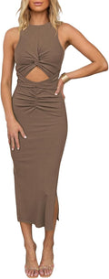 Elegant Bodycon Midi Dress with Sleeveless Design for Women