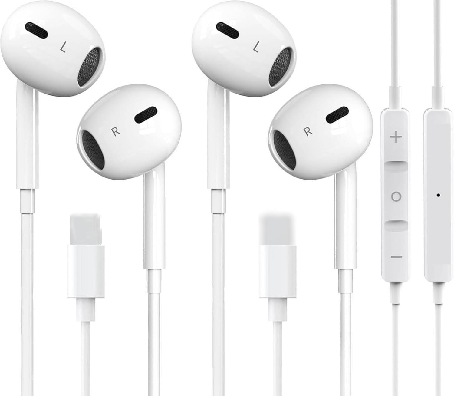 2 Pack iPhone Wired Headphones with Mic & Volume Control