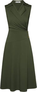 Women's Classic Ruched V Neck Dress for Business Casual Events