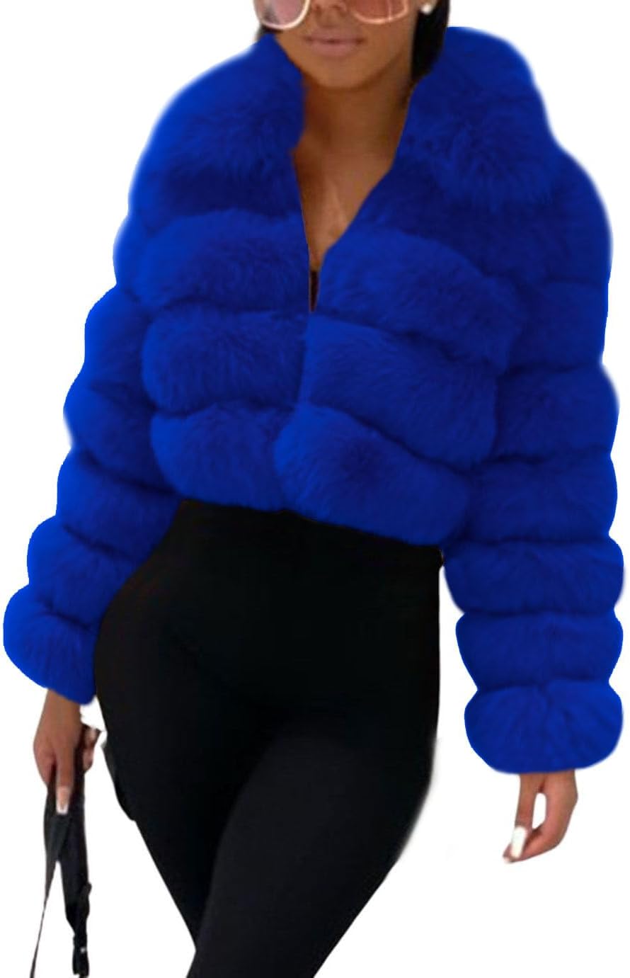 Faux Fur Cropped Jacket for Women - Stylish Winter Warmth
