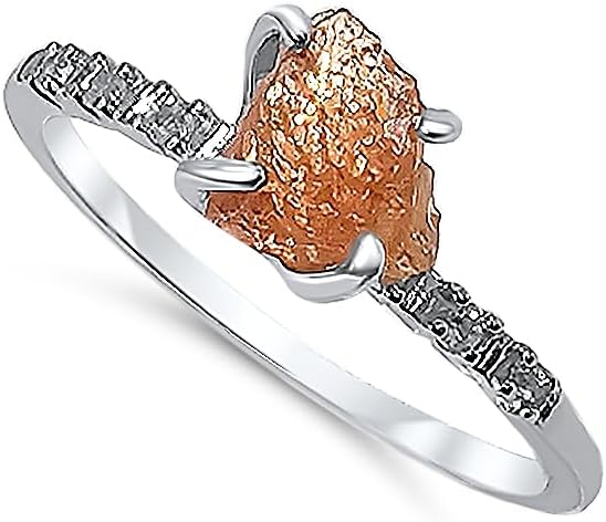 Real Raw Crystal Dainty Ring in White Gold for Birthstone Gifts