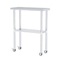Stainless Steel Table with Wheels 14 x 30 in - Narrow Prep Table