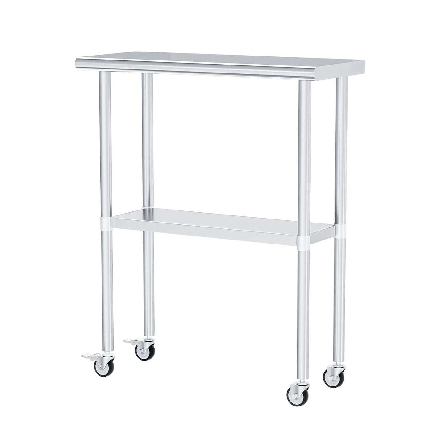 Stainless Steel Table with Wheels for Kitchen and Garage Use