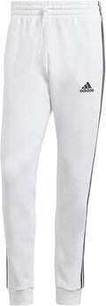 Men's Essentials 3-Stripes Fleece Tapered Cuff Pants - All-Day Warmth