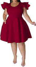 Women's Plus Size Cape Flutter Sleeve A Line Swing Dress - Flattering