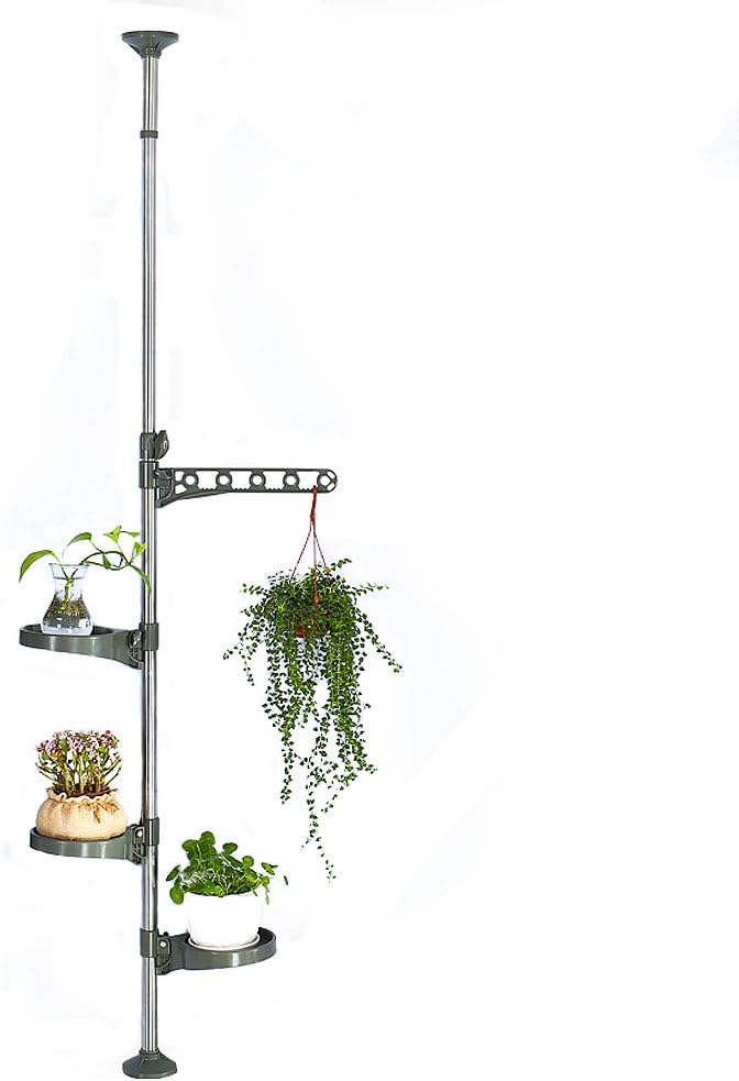 Adjustable Indoor Plant Pole Stand with 3 Trays for Display