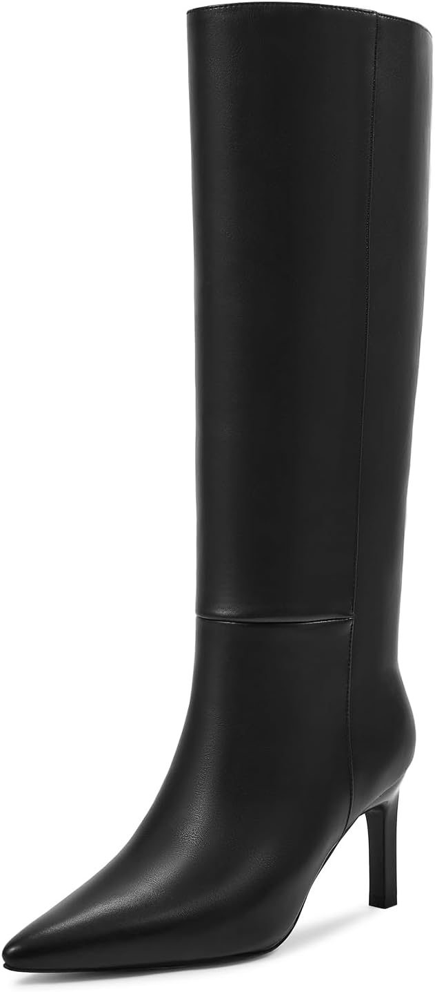Knee High Boots for Women with Chunky Heels and Pointed Toes
