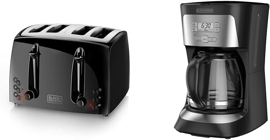 BLACK+DECKER 4-Slice Toaster and 12-Cup Coffee Maker Combo