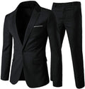 Cloudstyle Men's 2-Piece Slim Fit 1-Button Dress Suit Set - Polyester