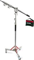 Heavy Duty Light Stand with Casters and Boom Arm - Wheeled Studio