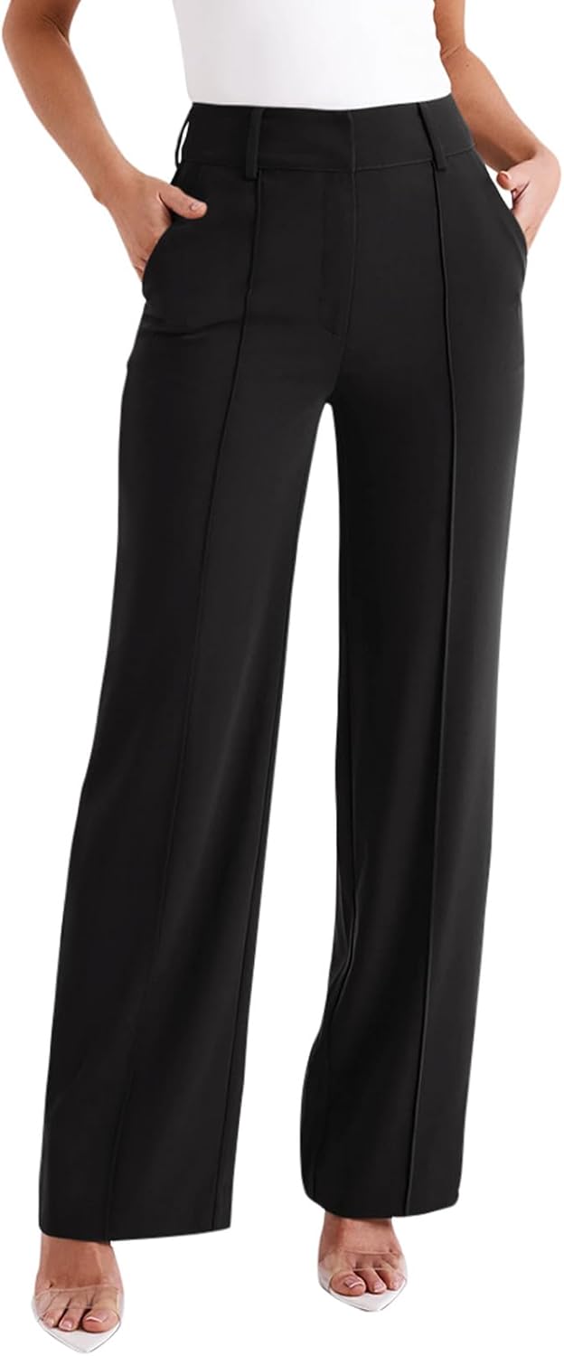 NIMIN High Waisted Work Pants for Women - Stylish Wide Leg Trousers