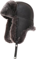 Ushanka Aviator Trapper Leather Hat Men Women - Sheepskin Warmth