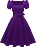 OBBUE Women's Square Neck Dress Vintage 1950s Cocktail Party Dress 95%