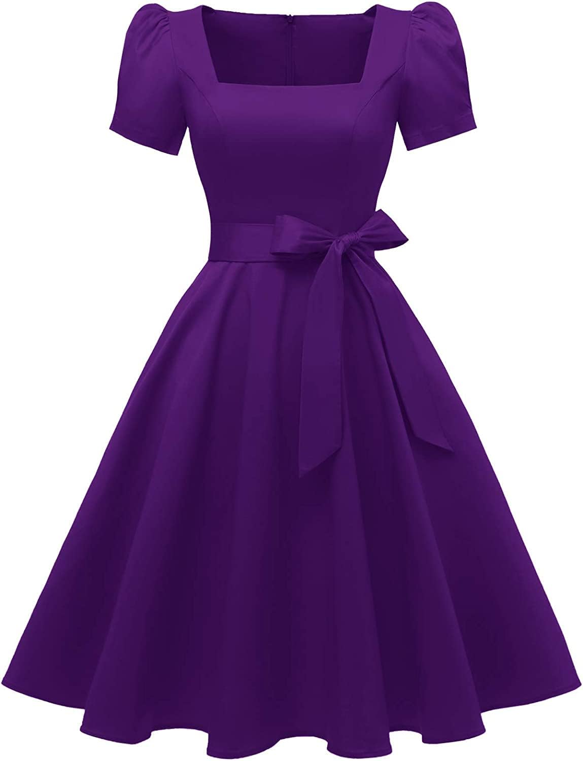 Vintage 1950s Cocktail Party Dress with Puff Sleeves for Women