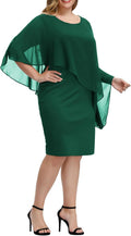 Hanna Nikole Sleeveless Cape Chiffon Overlay Bodycon Dress Women's