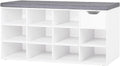 DINZI LVJ Shoe Bench with Drawer and 11 Cubbies - Compact Entryway