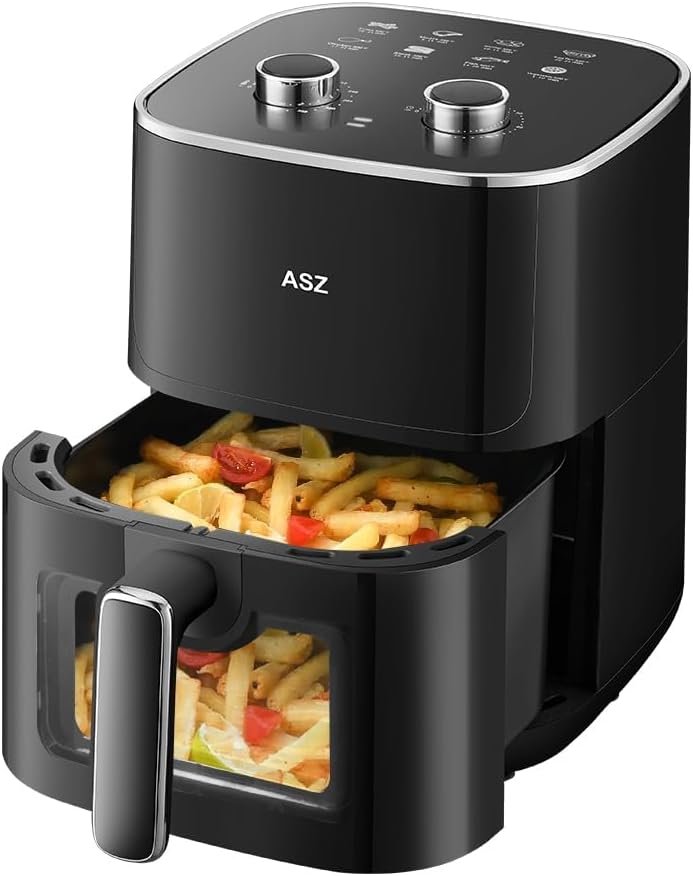 Compact 5qt Air Fryer - 1400W Power, Visual Window, Non-Stick Basket