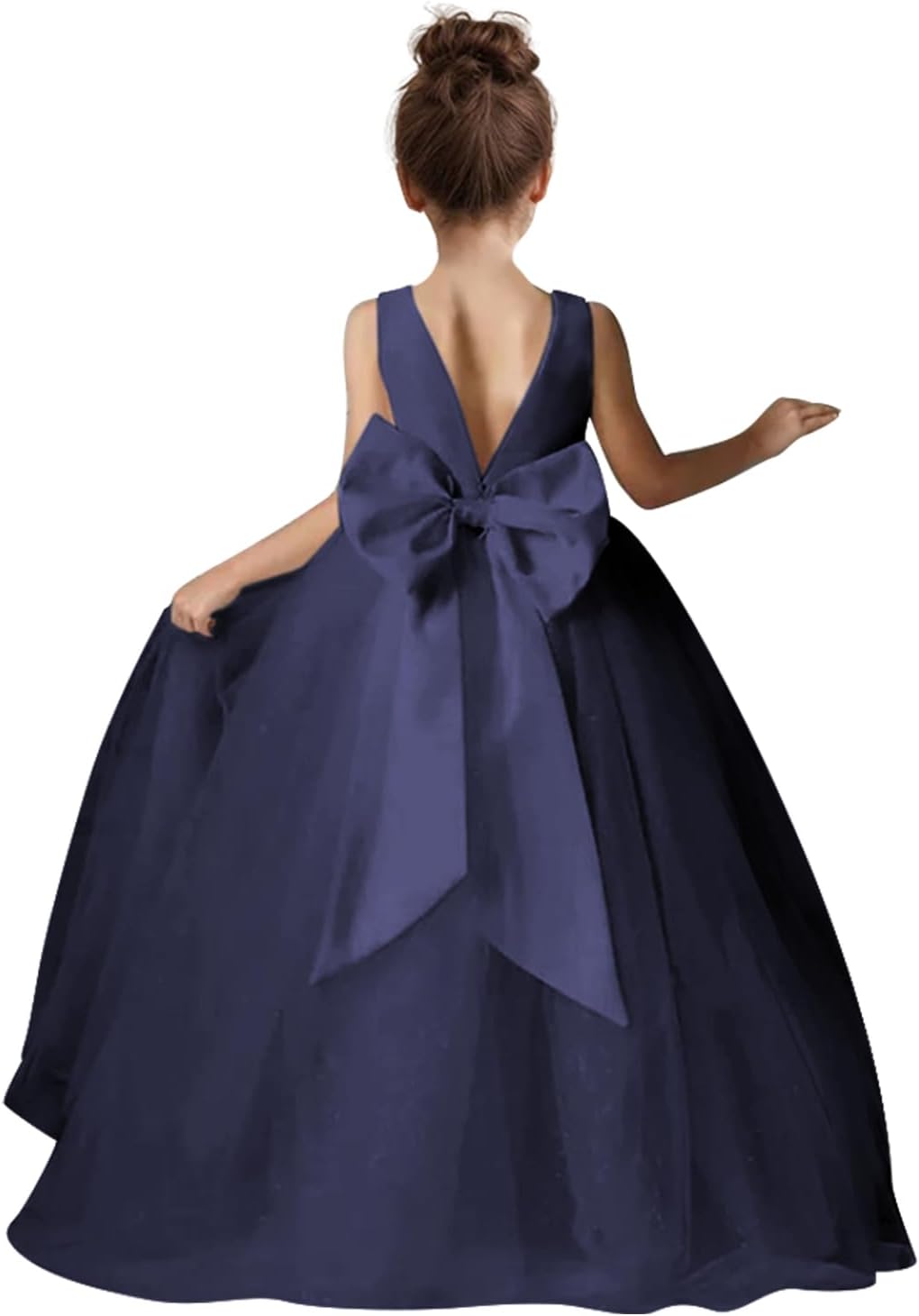 Elegant Flower Girls Dress for Wedding with Bow-Knot Design