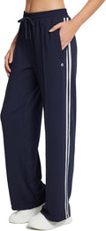 Womens Track Pants Straight Leg with Zipper Pockets - Loose Fit