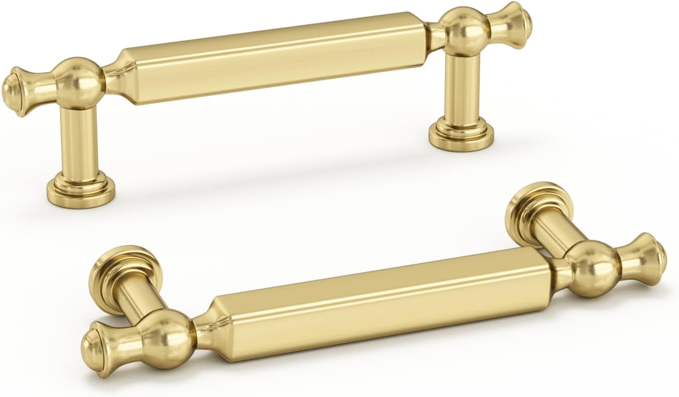 Brushed Gold Cabinet Pulls - 20 Pack 3 inch Handles for Kitchen